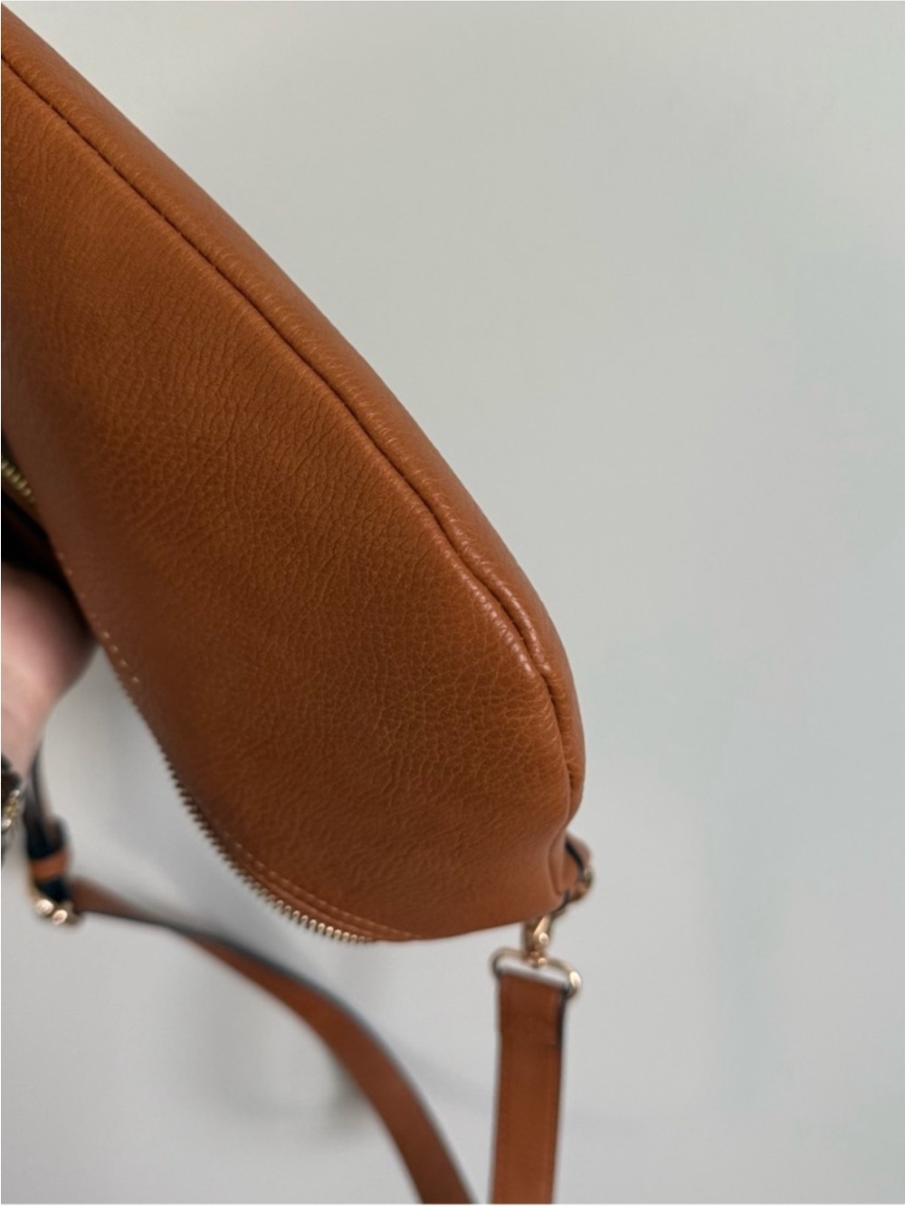 Poppy & Peonies Cognac Pebbled Leather Crossbody Belt Bag - Picture 4 of 6